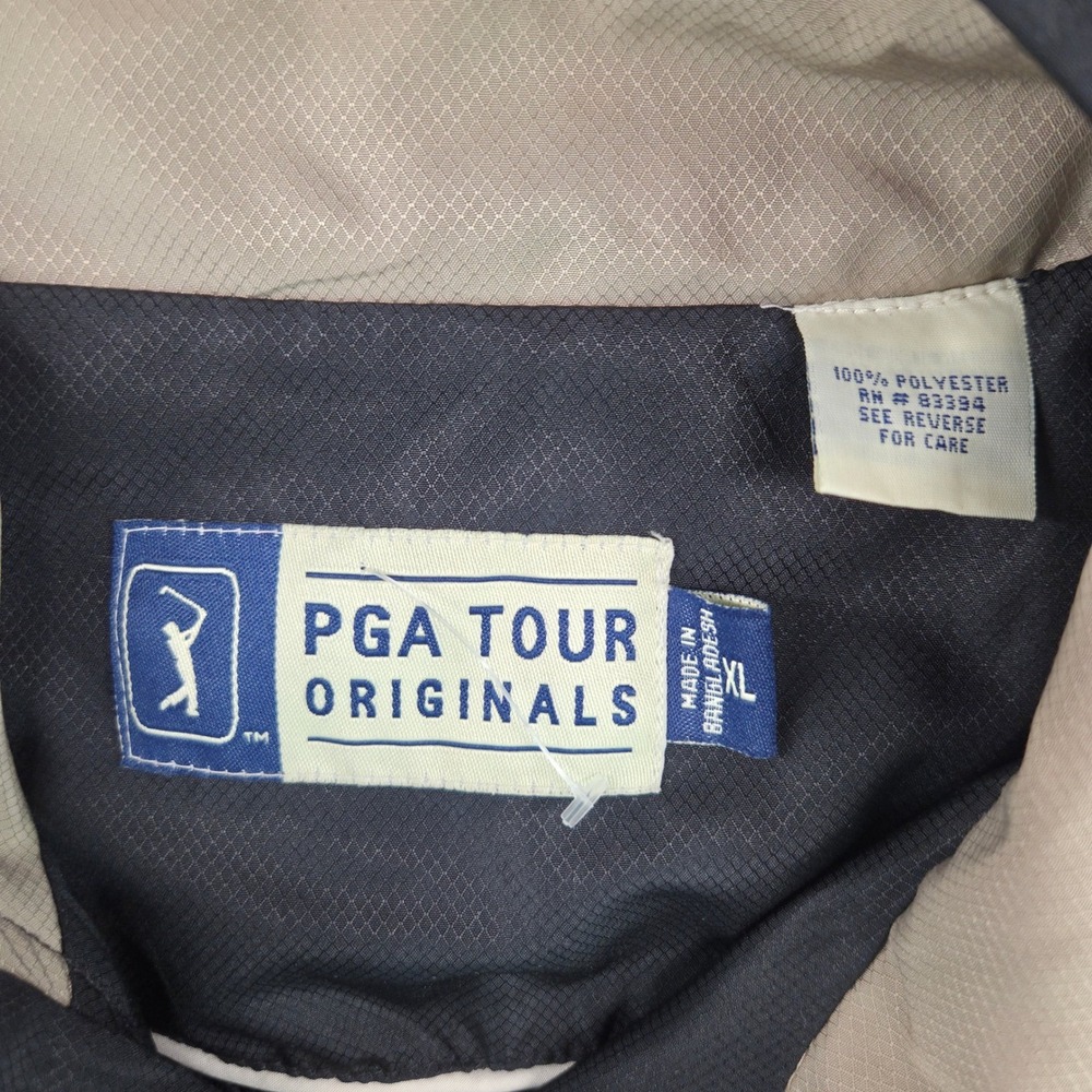 PGA Tour Originals Mens XL Black Full Zip Golf Vest Ripstop Piping Athleisure